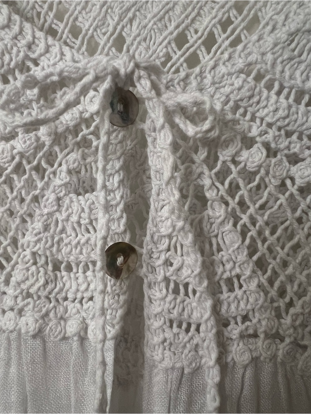 Francesca Bettini Crochet and Linen Cover‑Up – White, One Size - Picture 7 of 10